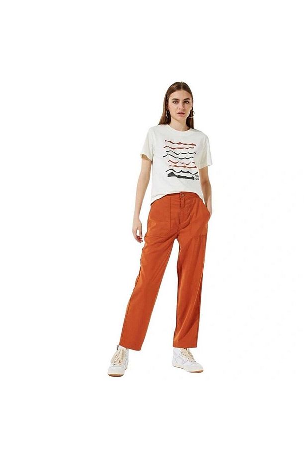 0a7rvuyv41-r Textured Waves Pant Kadın Pantolon Kahve - 5