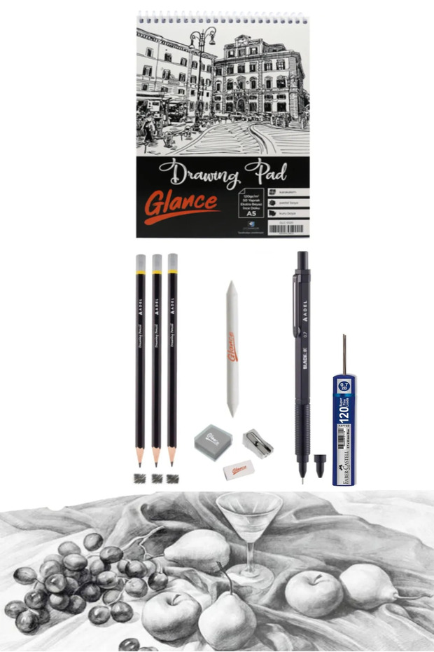 Sketchbook A5 120 Gr 50 Yp Adel Blackline Metal Body Black 0.7 mm Versatil Set