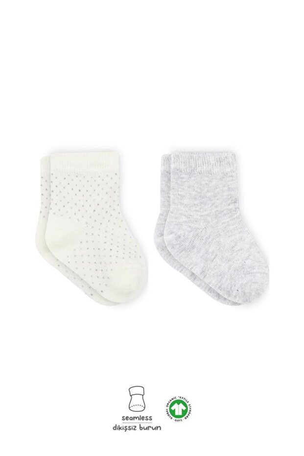 Puan Derby Combed Cotton Socks 2-Piece Bs10103 Gray Ecru