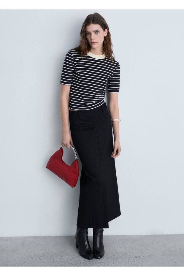 Pamuklu çizgili tişört - 2