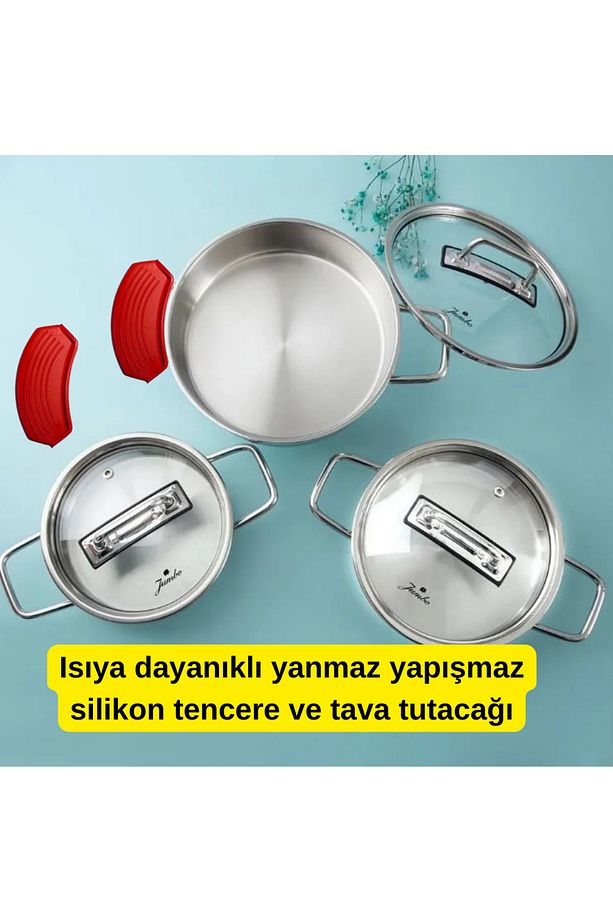 Silikon Tutacak Tutmaç Seti 1 Çift Siyah 1 Çift Kırmızı Yeni Tavalara Tencerelere Sahanlara Uyumlu - 5