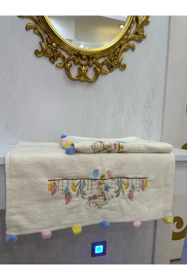 100% Cotton French Guipure Dowry Set of 2 Towels 50X90