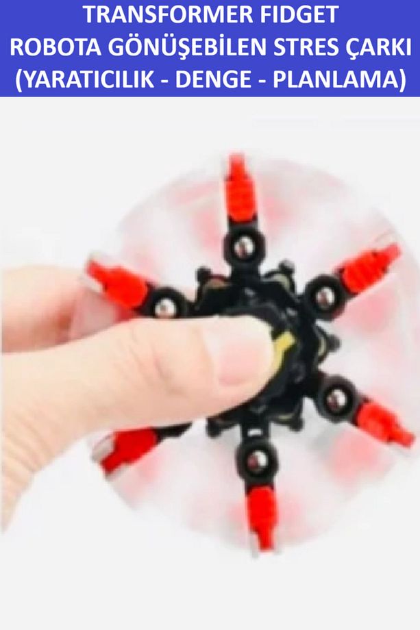 TRANSFORMERS DÖNÜŞTÜRÜLEBİLİR ROBOTİK STRES ÇARKI - ROBOTIC FIDGET SPINNER -RENK:KIRMIZI - 3
