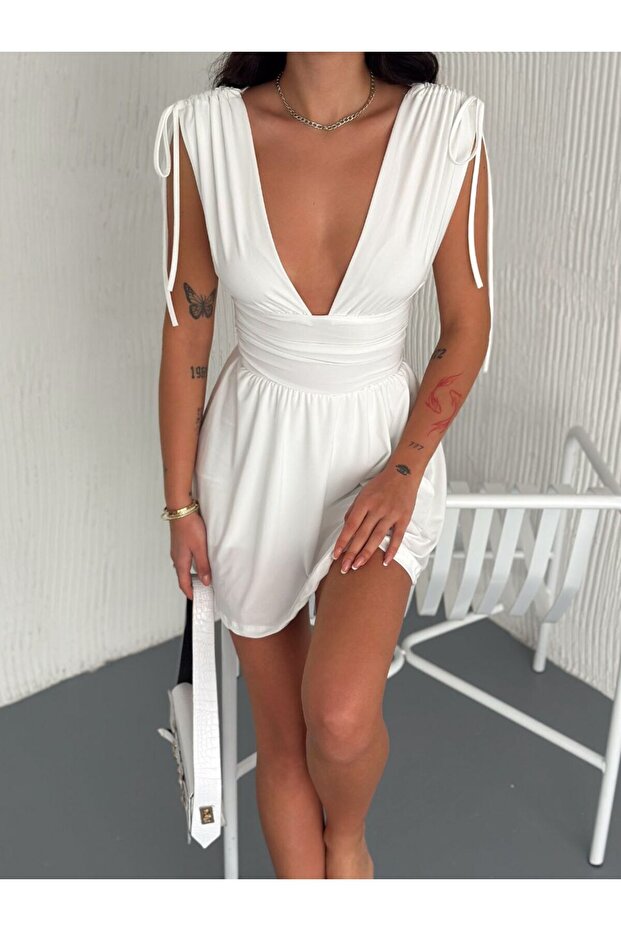 SANDY KUMAŞ ŞORTLU ELBİSE - 1