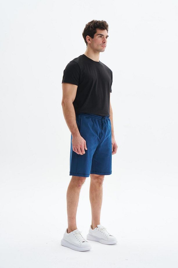 Erkek Indigo Regular Fit Basic Süprem % 100 Pamuk Cepli Şort Y29504279002 - 4
