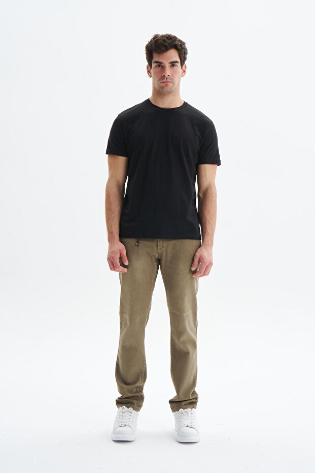 Ar-Ma Men's Beige Jean Pants Slim Fit Narrow Cut Lycra Flexible Denim Chambre Unprinted K9Ppd0520