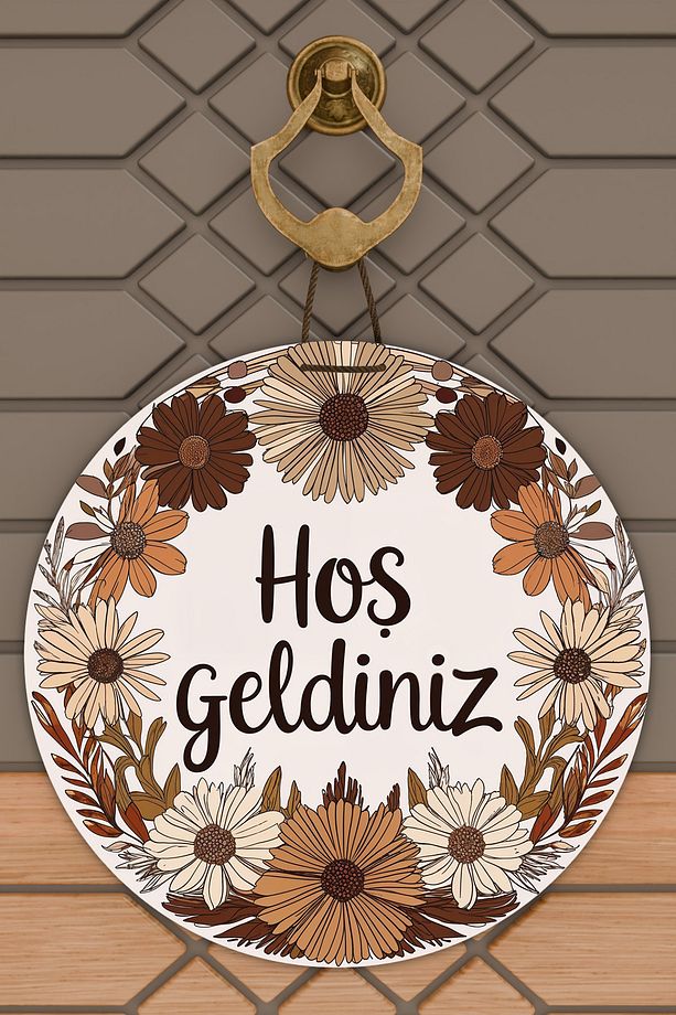 Modern Dijital Baskı Ahşap Kahverengii Bohem Kapı Süsü - 1