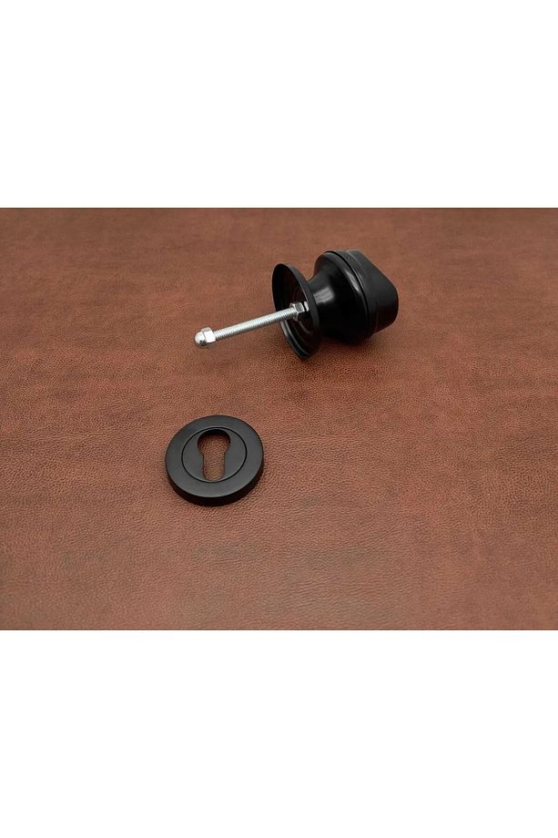 Hisar Mat Siyah Yale Çelik Kapı Kolu Kapı Tokmağı Ve Alt Rozeti Set - 3