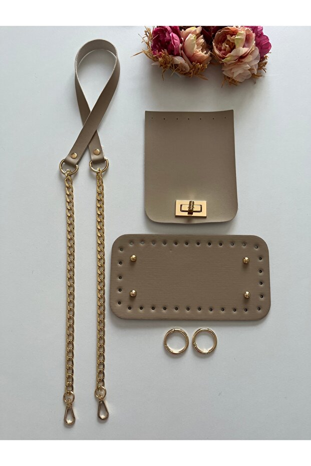 Mesh bag faux leather strap, lid, base kit