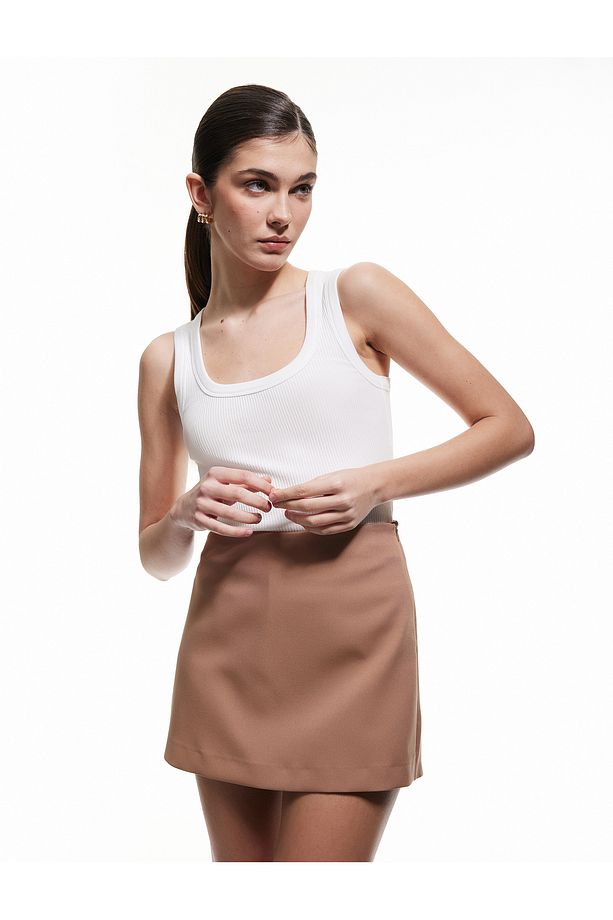 Regular Fit Tek Cep Detaylı Mini Şort Etek - 2