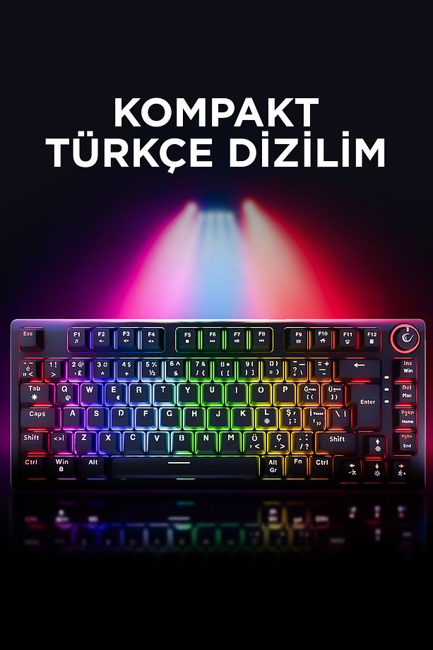 ENIGMA 75 RGB Aydınlatmalı Red Switch Kompakt Dizilim Gaming Mekanik Oyuncu Klavyesi Siyah - 8