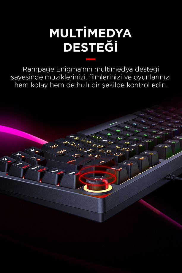 ENIGMA 75 RGB Aydınlatmalı Red Switch Kompakt Dizilim Gaming Mekanik Oyuncu Klavyesi Siyah - 7