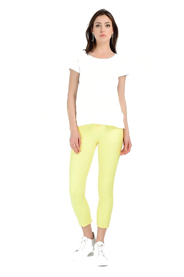 Pantolon - Bilekte Atlas Kumas Pantolon | Pnt19003 Sarı - 1