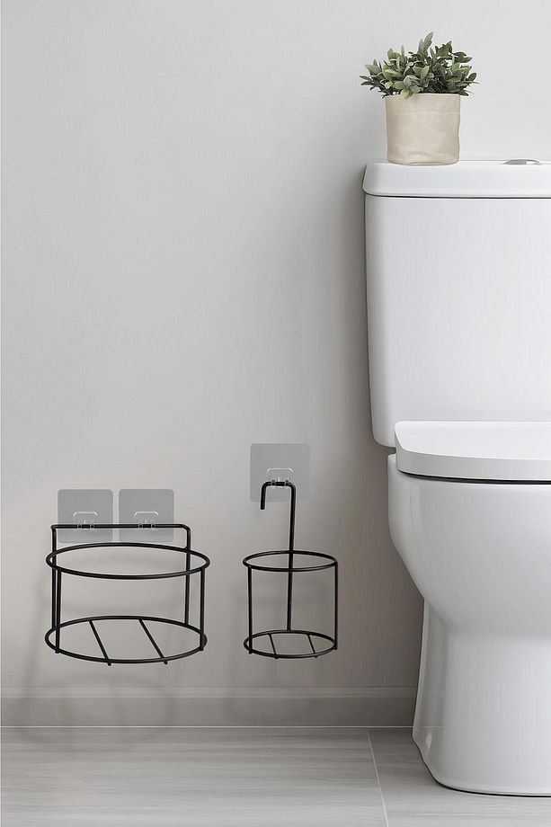 Siyah Eko Magic Askılı Yuvarlak Mina 2'li Wc Kova Ve Fırça Seti - 4