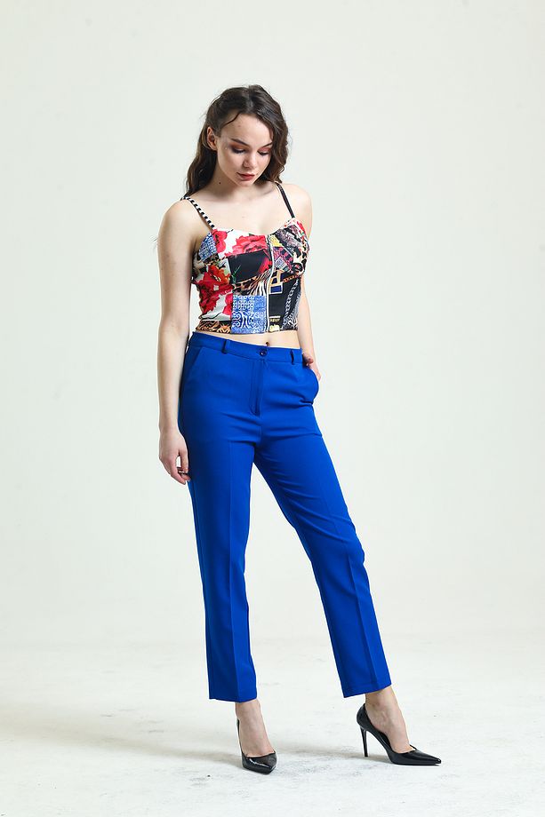Pantolon - Bilekte Atlas Kumas Pantolon | Pnt19003 Saks - 7