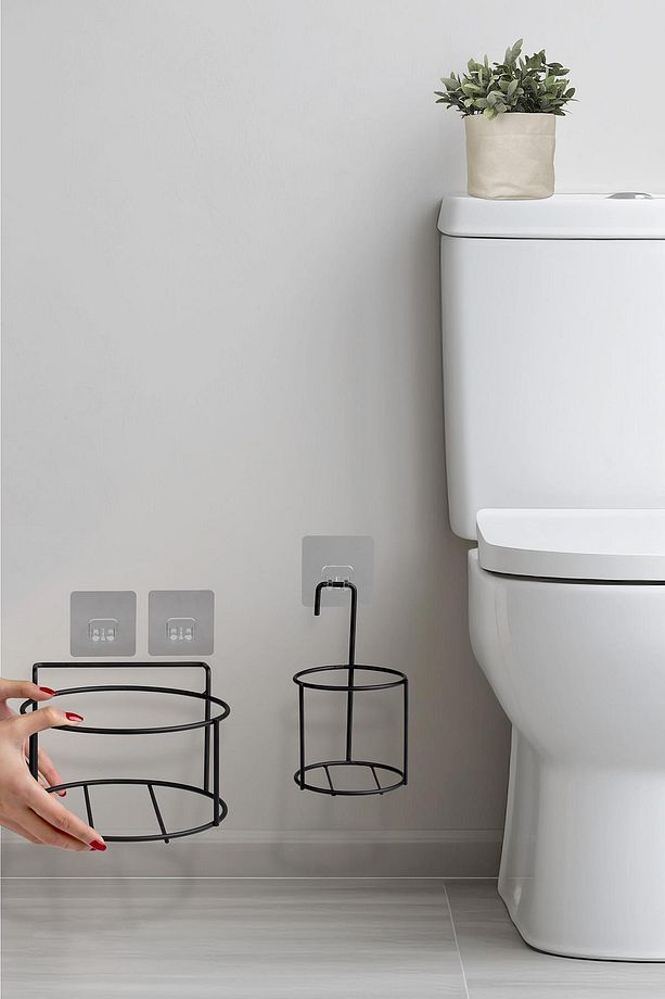 Siyah Eko Magic Askılı Yuvarlak Mina 2'li Wc Kova Ve Fırça Seti - 3