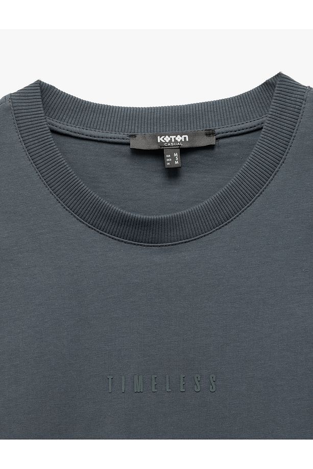 Slogan Baskılı Pamuklu Regular Fit Bisiklet Yaka Kısa Kollu Tişört - 5