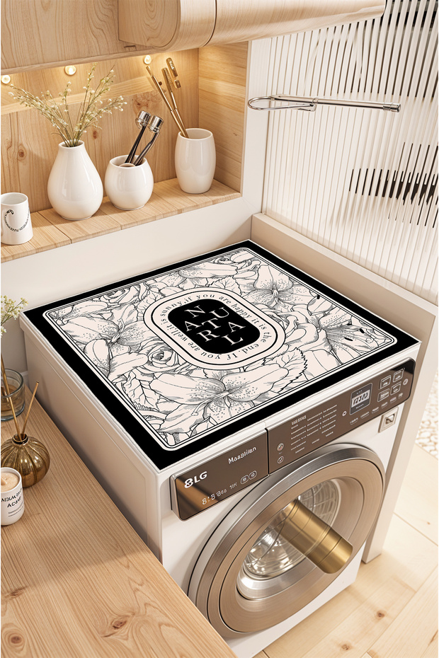 Kaymaz Tabanlı Çamaşır Makinesi Örtüsü Modern Kullanışlı Yıkanabilir Mat ÇMŞ06 - 3