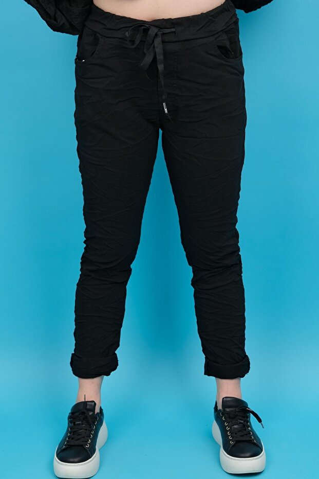 Likralı Düz Basic Pantolon Siyah Renk - 2