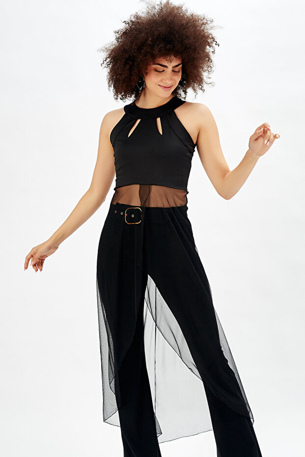 Şifon Dalgıc Bluz Abiye Bluz Siyah - 4