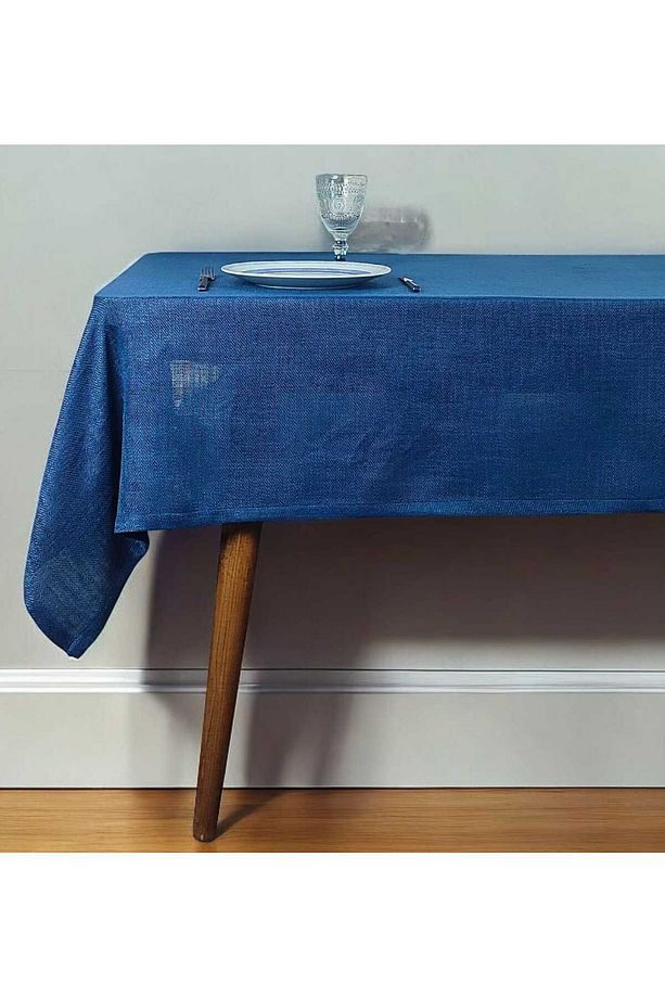 Koyu Mavi Kalın Keten Dokuma Polyester Masa Örtüsü(LM) - 1
