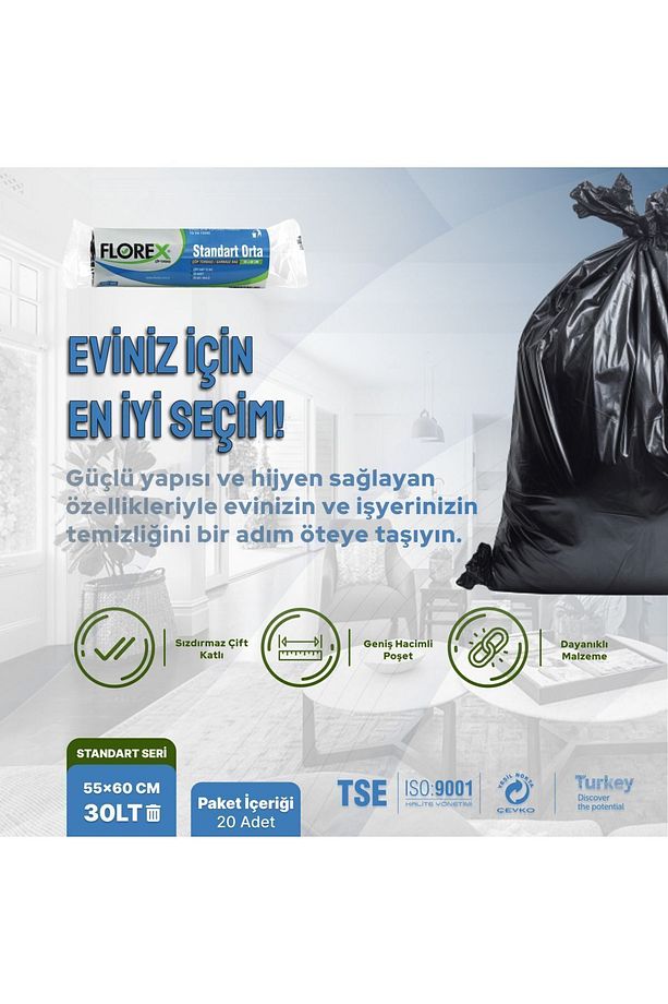 Standart Orta Boy Siyah Çöp Poşeti X 5 Rulo - 2