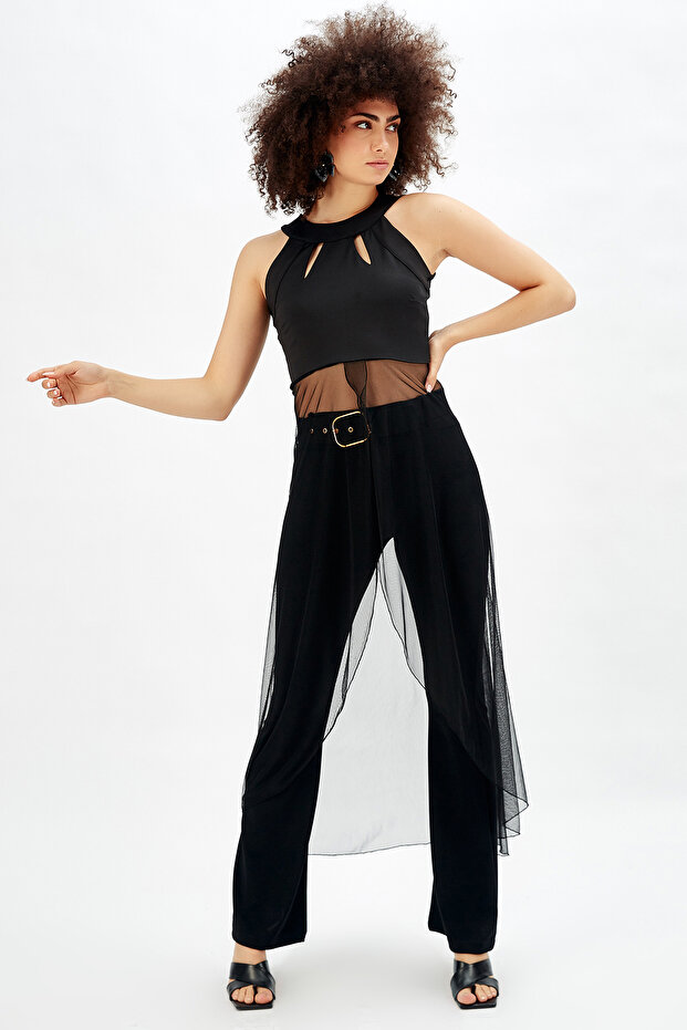 Şifon Dalgıc Bluz Abiye Bluz Siyah - 2