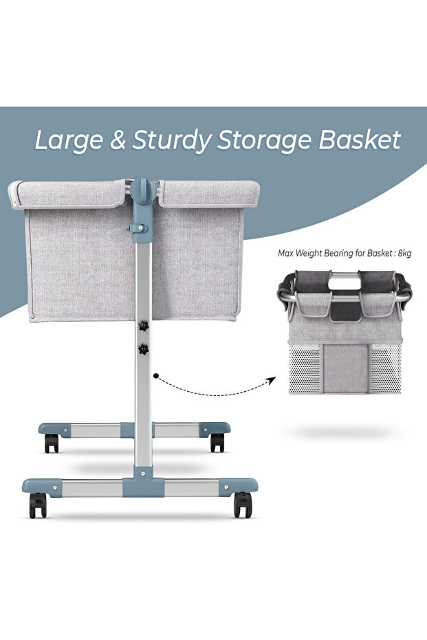 سرير بجانب السرير - رمادي - 6