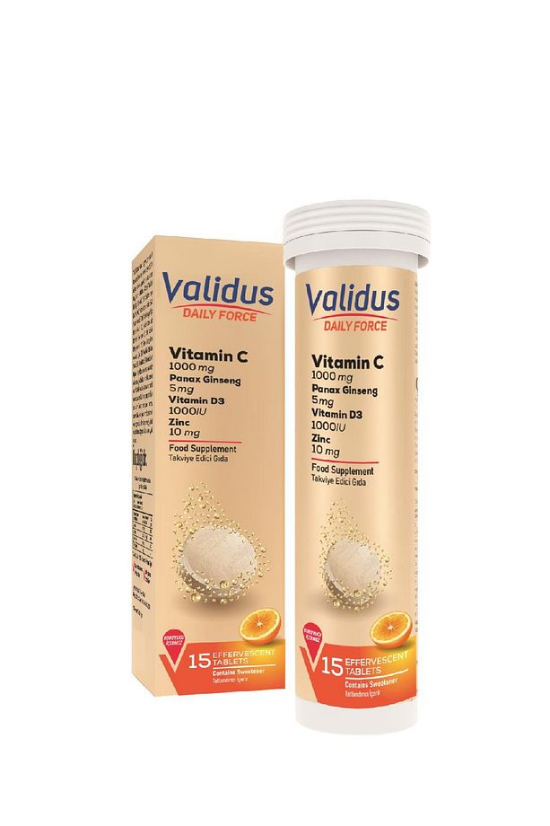 Daily Force Vitamin C + Panax Ginseng + Zinc + Vitamin D3 15 Effervescent Tablets - 1