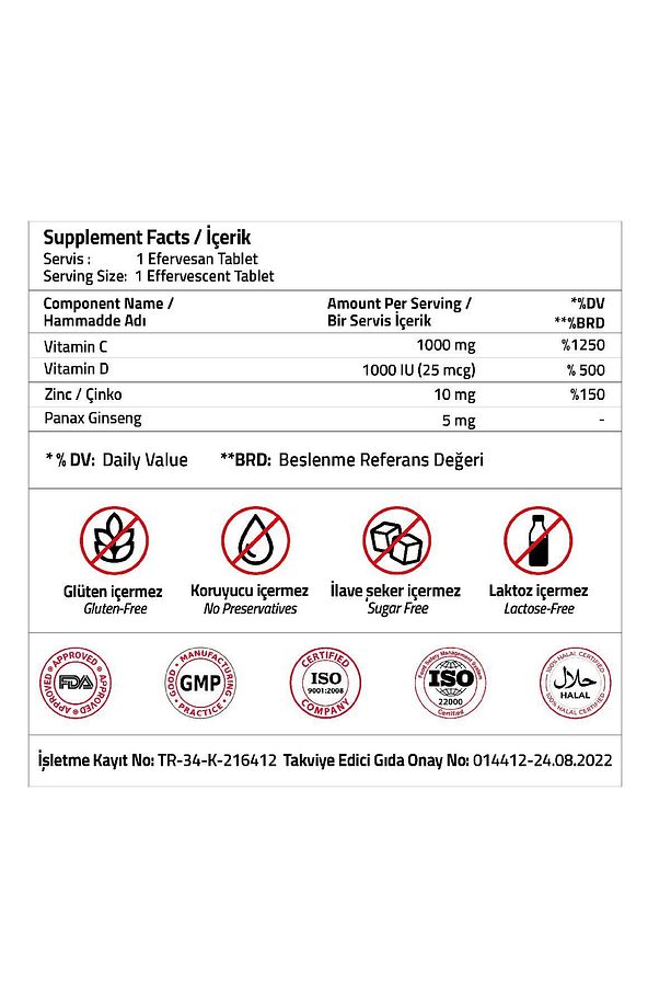 Daily Force Vitamin C + Panax Ginseng + Zinc + Vitamin D3 15 Effervescent Tablets - 3