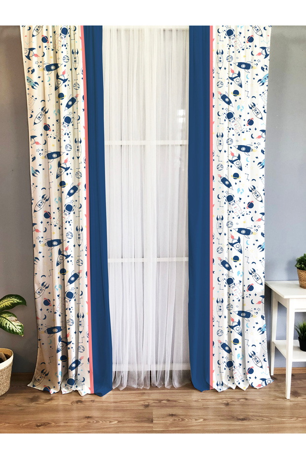 Space Pattern Printed Background Curtain 1095 - 1