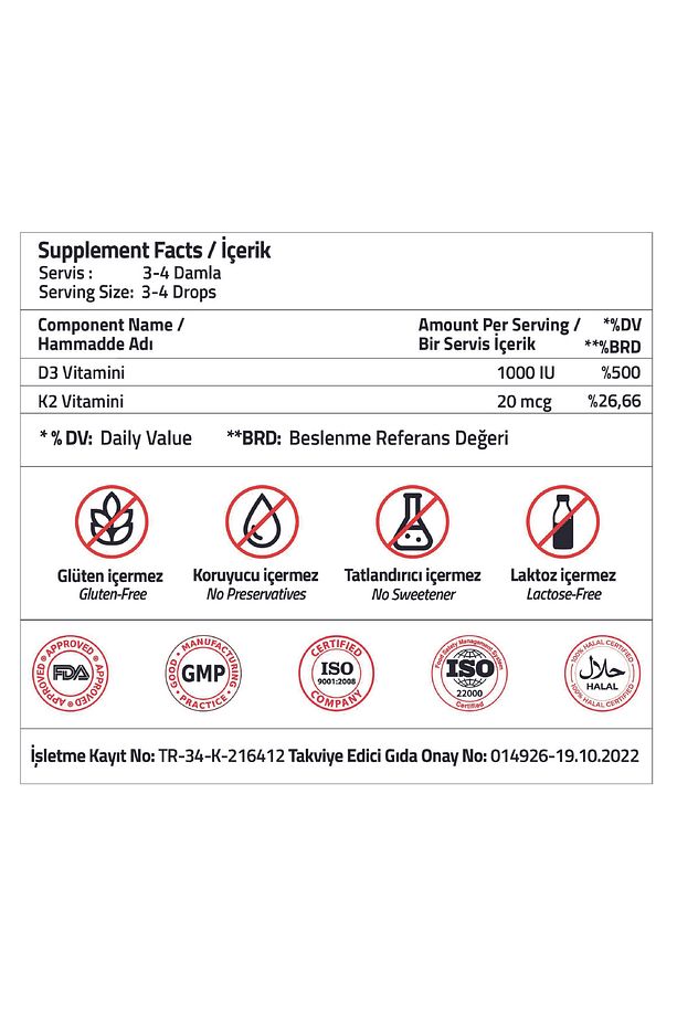 Vitamin D3 + Vitamin K2 Drops 10 ml - 3
