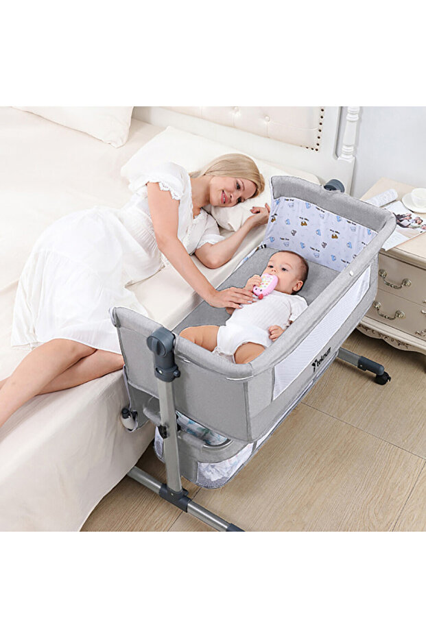 سرير بجانب السرير - رمادي - 2