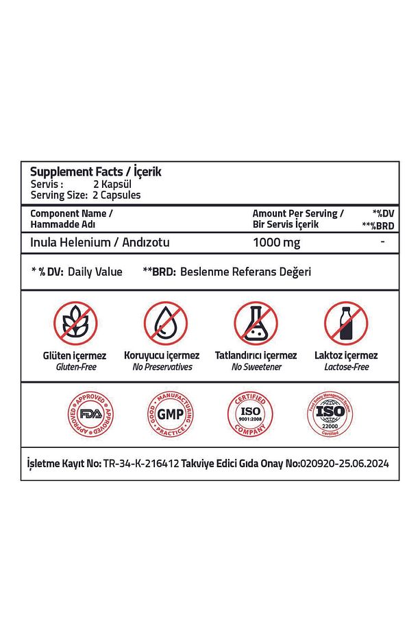 Inula Helenium 1000 Mg 60 Capsules (ANDIZ EXTRACT) - 3