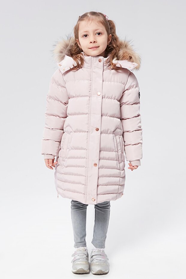 Benittokids Girl's Natural Fur-Trimmed Coat 51301
