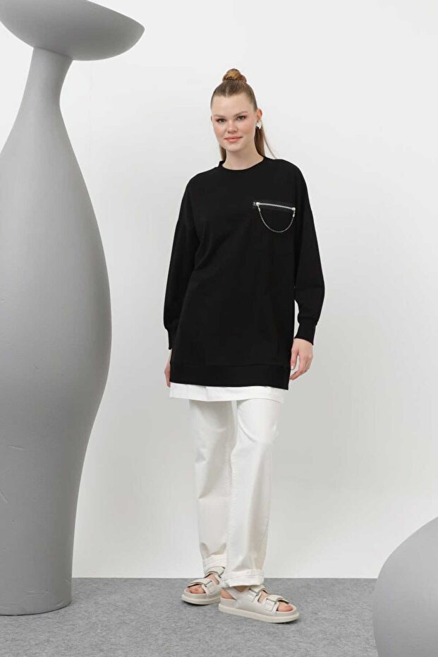 Women's Two Thread Pocket Part Chain Detailed Tunic 10620
