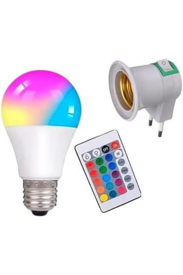 Prize Tak Çalıştır Kumandalı, 16 Farklı Işık Renkli, Çakar Modlu Akıllı Led Ampul Kaliteli RGB Ampul - 1