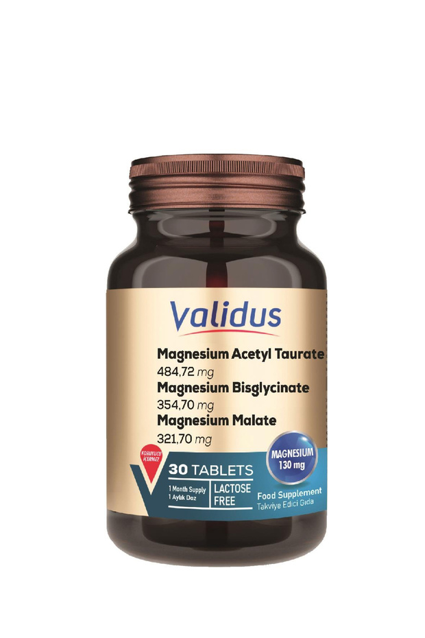 Magnezyum Complex Bisglycinate Taurat Malat Vitamin B6 Vitamin D3 1000 Ünite 30 Tablets - 1