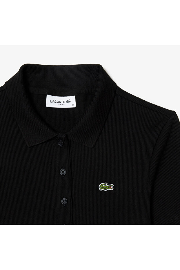 L.12.D Kadın Slim Fit Organik Pamuk Siyah Polo - 6