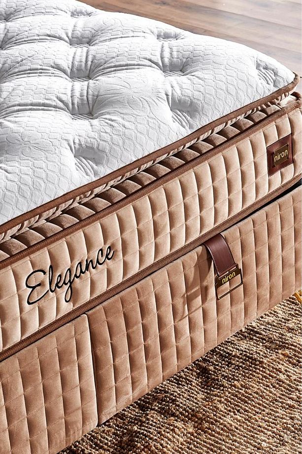 Elegance Lüks Yatak Baza ve Başlık Seti 200x200 cm Çift Kişilik Paket Yaylı Yumuşak Yatak Baza Başlı - 4