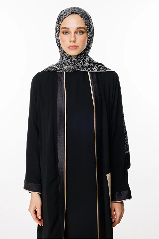 Lavin Pattern Double Sided Shawl Black-Black