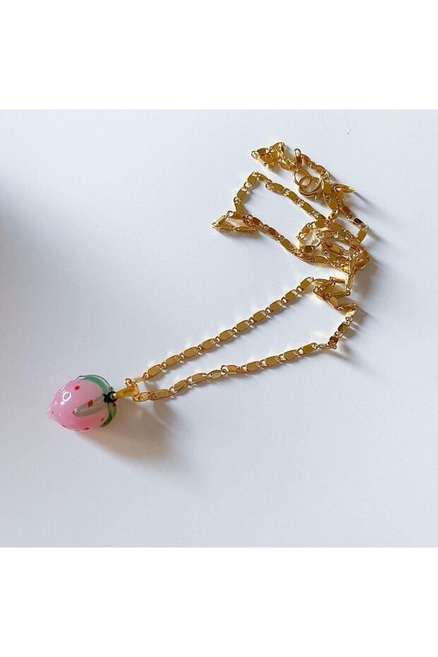 Murano Pembe Çilek Kolye - 2