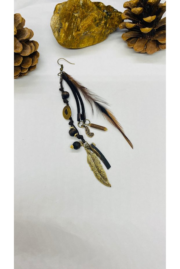 Handmade Ethnic Single Feather Earrings