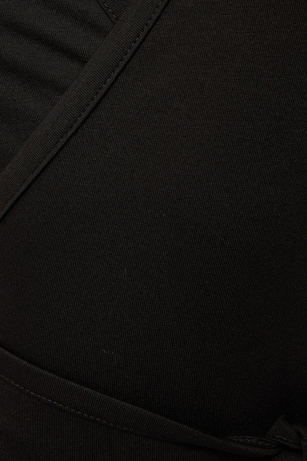 Kruvaze Bağlama Detaylı Soft Kumaş Balerin Bluz - 7