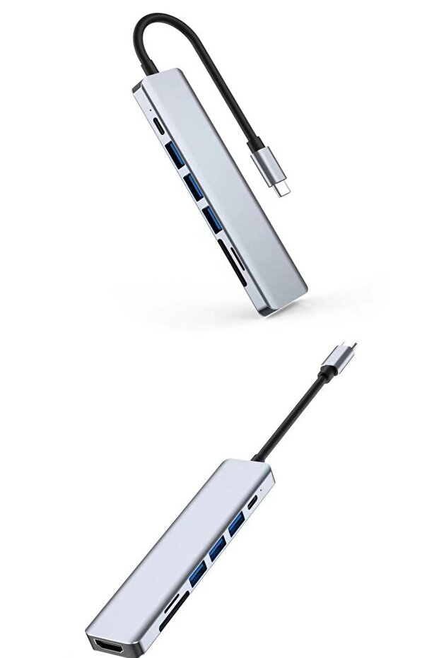 7 in 1 1x Type-c 3x USB 1x SD 1x TF 1x HDMI Çıkışlı USB C Hub Çoklayıcı Görüntü ve Veri Aktarıcı - 5