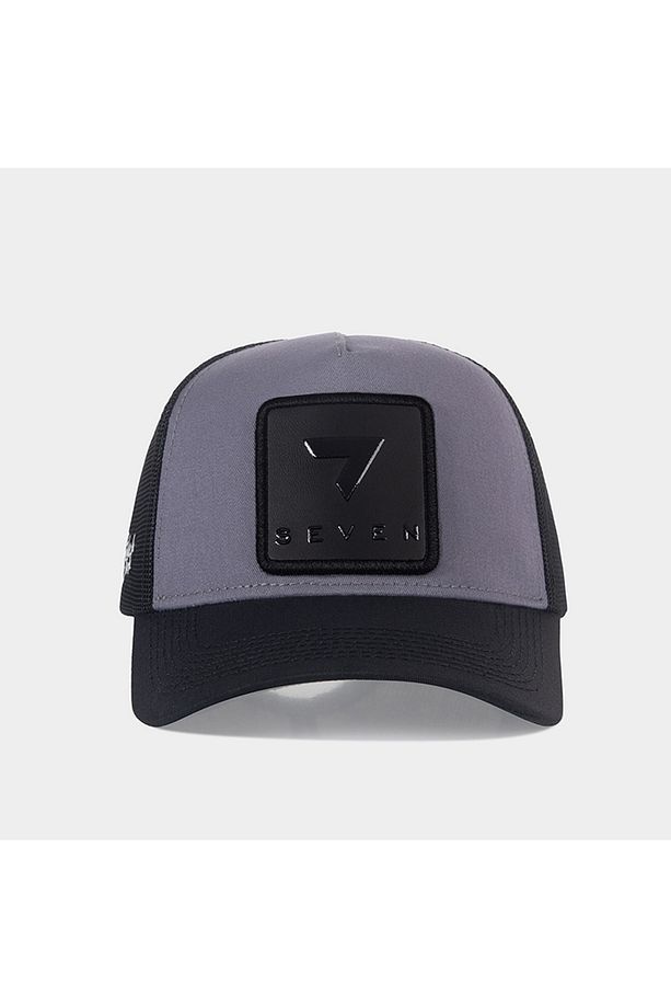 V1 7 Numara Logolu Siyah-gri Trucker Şapka - 1