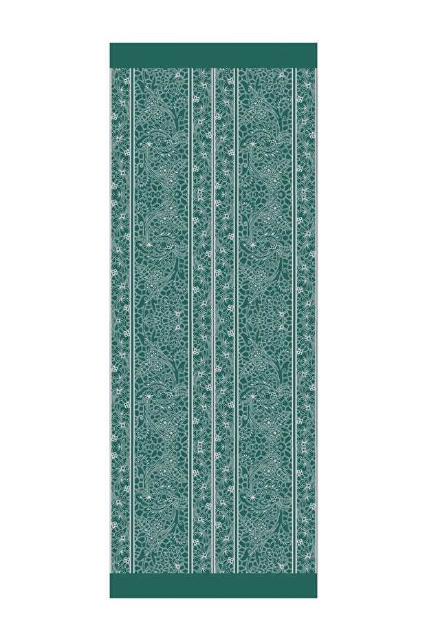 Lavin Pattern Double Sided Shawl Emerald-Pink - 5