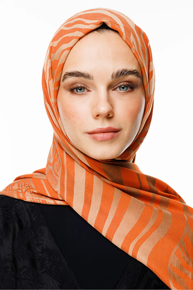 Riad Pattern Double Sided Shawl Mink-Cinnamon - 3