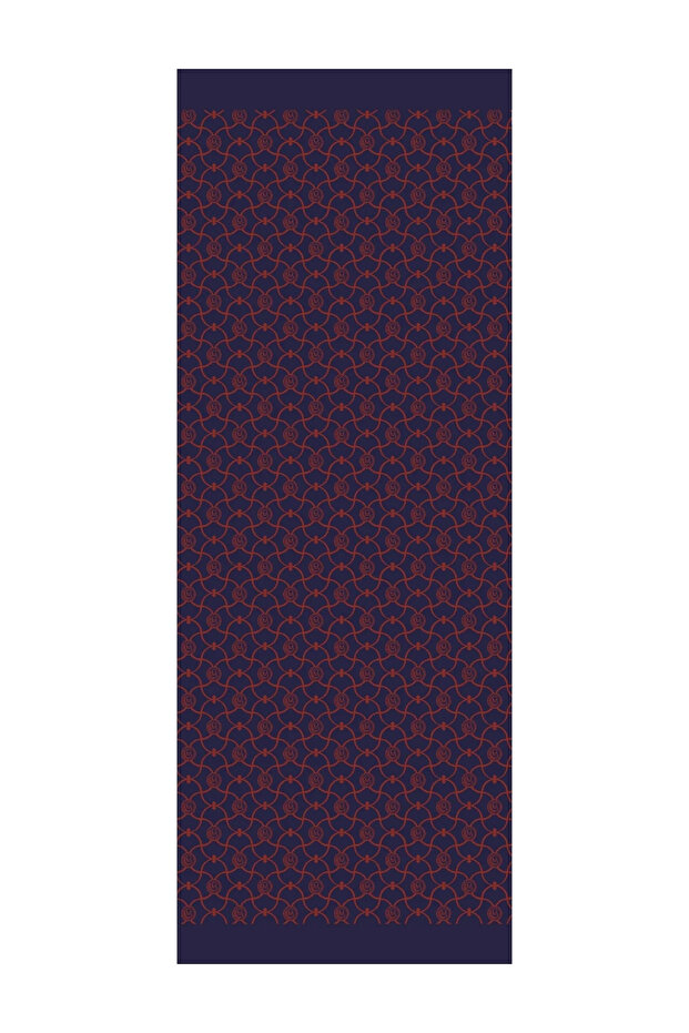 Marrakech Pattern Double Sided Shawl Navy Blue-Ceap Shell - 5