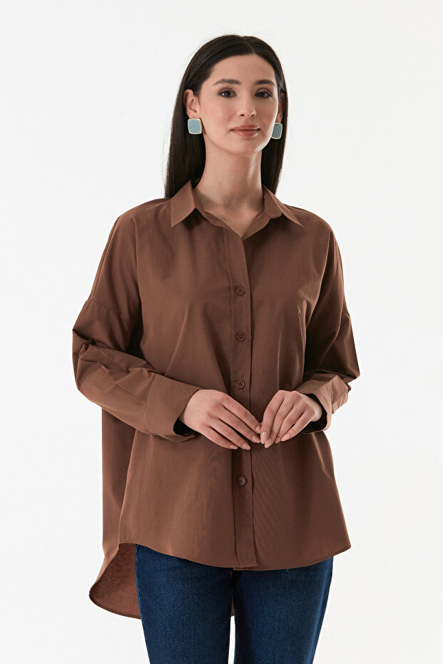 Basic Arkası Uzun Salaş Gömlek - 1